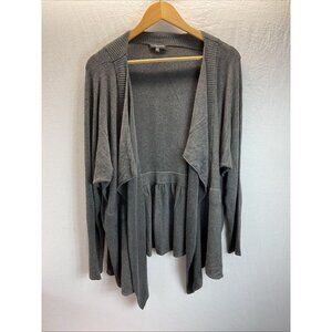 Eileen Fisher Duster open waterfall Cardigan Long pleated back‎ Gray